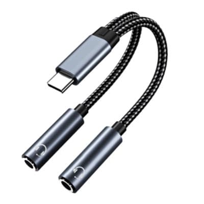 INF USB C til dobbel 3,5 mm lydadapterkabel Sort