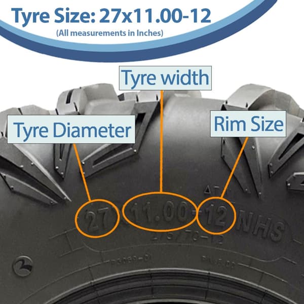 27x11.00-12 (275/70-12) 8-kertainen ATV-rengas P0359 OBOR Cypress 76J Tubeless (4 kpl:n sarja)