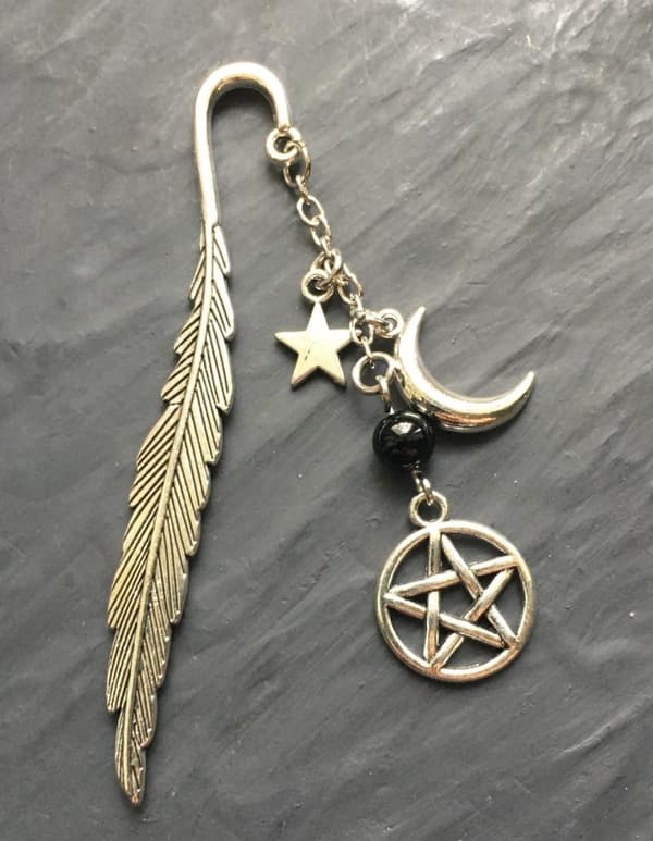 Bookmark - Feather - Crescent Moon - Star - Pentagram - Onyx