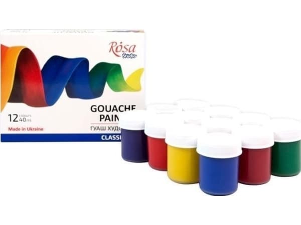 Gouache paints 40ml 12 colors classic