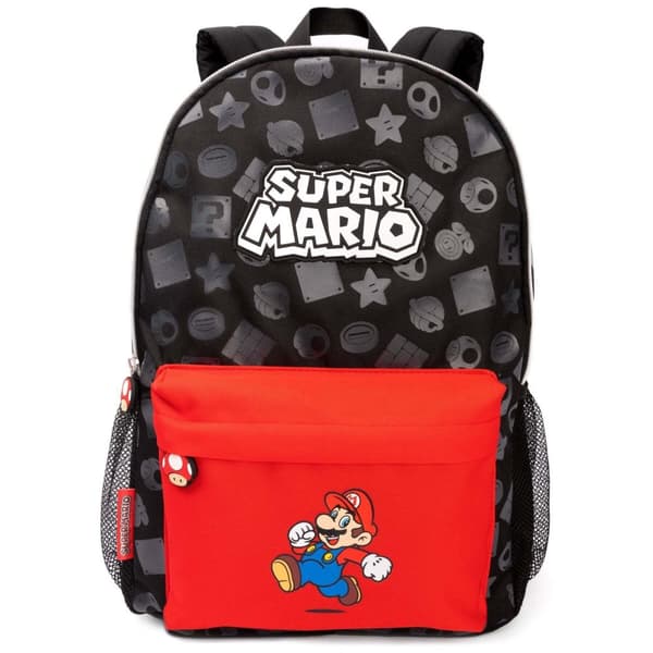 Super Mario Rygsæk med print over det hele Black/Red One Size