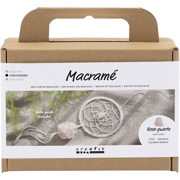 DIY Kit Minisett - Makramé - Drømmefanger med rosenkvartskrystall (977728)