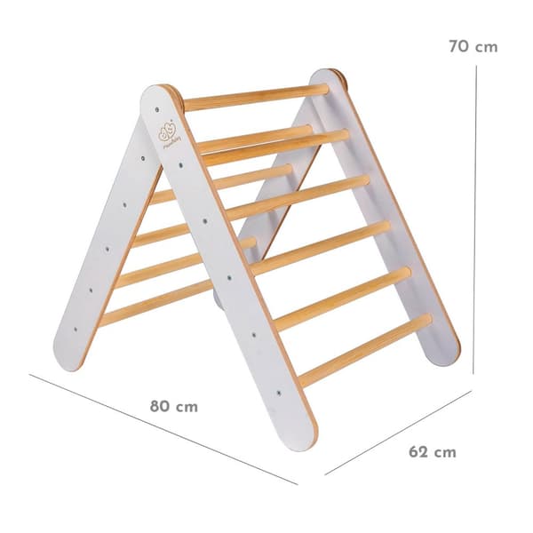 MeowBaby® Klättringtriangel klättringsställning av trä för barn grotttriangel klättertriangel klättringsträ 70 x 80 cm Grå