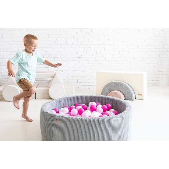 Bollhav - 200 Bollar - Cordu Roy 90 Cm Grå/Vit - Bollar Ljusrosa/Cappuccino