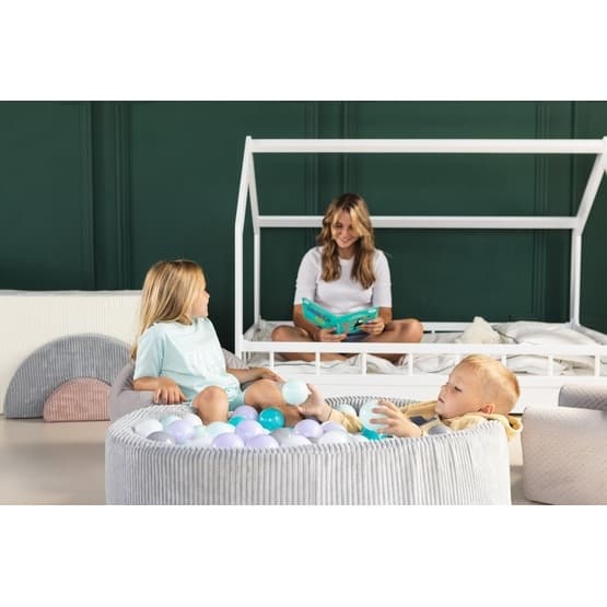 Bollhav - 200 Bollar - Cordu Roy 90 Cm Grå/Vit - Bollar Ljusrosa/Cappuccino