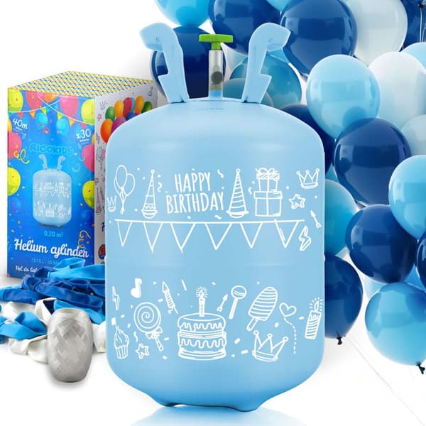 Heliumsylinteri 0,20 m3 ilmapalloilla ja nauhalla Ricokids