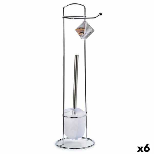 Vessapaperirullateline harjatelineellä Berilo W2930A Valkoinen Hopeinen Metalli 16,5 x 59 x 16,5 cm (6 osaa)