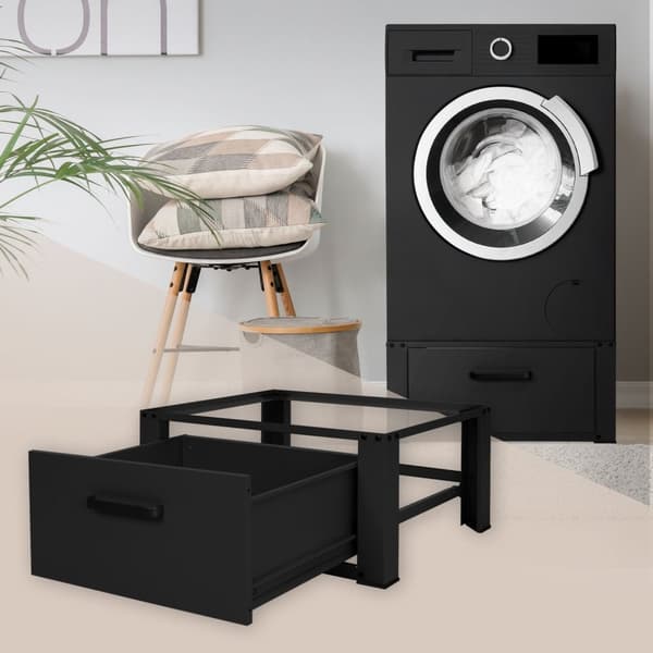 Tvättmaskinsunderrede med låda 63x54 cm svart stål ML design