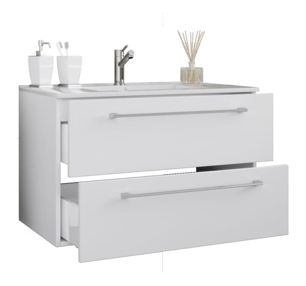 Badinos tvättskåp 80 cm, 2 lådor, vit.