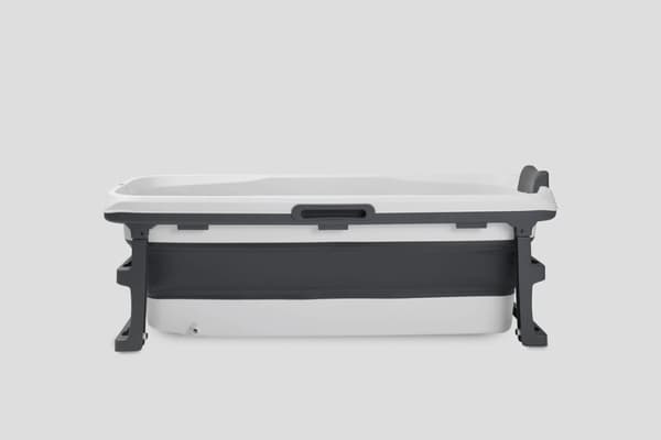 Tubfamily - Vikbar badbalja för vuxna med lock och termometer - grå - 150cm
