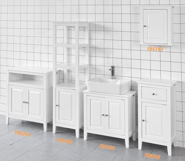 SoBuy Badeværelsesskab Hjørneunderskab med låger Underskab til vask toiletskab hjørneskab FRG202-W