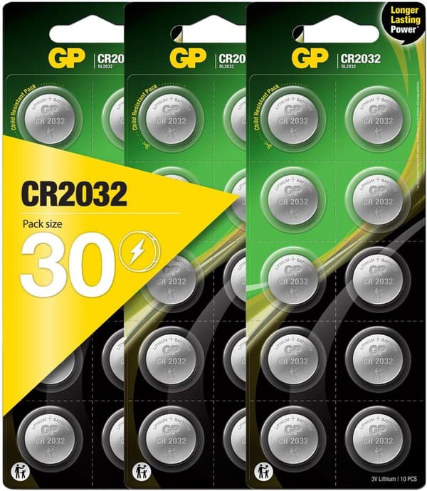 GP CR2032 - Litiumbatteri 30-pack| GP | CR 2032 3V batteri | Lång livslängd, högre effektivitet och daglig användning GP CR2032 - Litiumbatteri 30-pack| GP | CR 2032 3V batteri | Lång livslängd, högre effektivitet och daglig användning