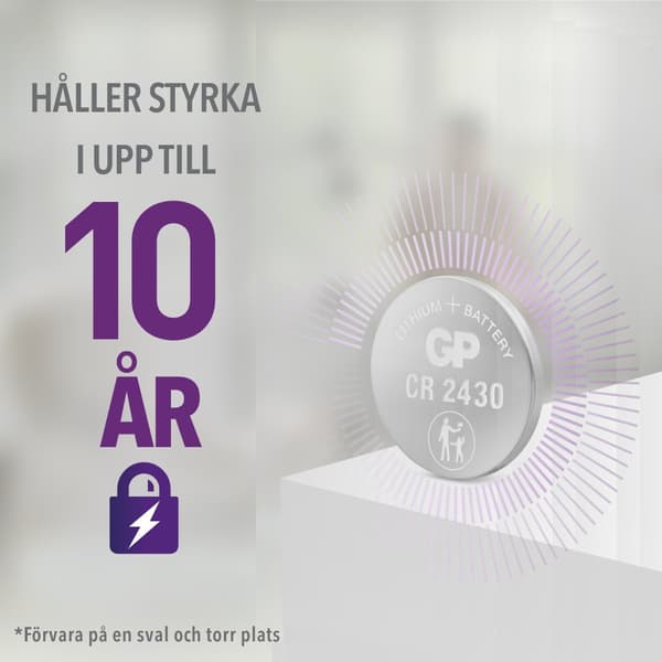 GP CR2430 - Litiumbatteri 10-pack| GP Extra | CR 2430 3V batteri | Lång livslängd, högre effektivitet och daglig användning