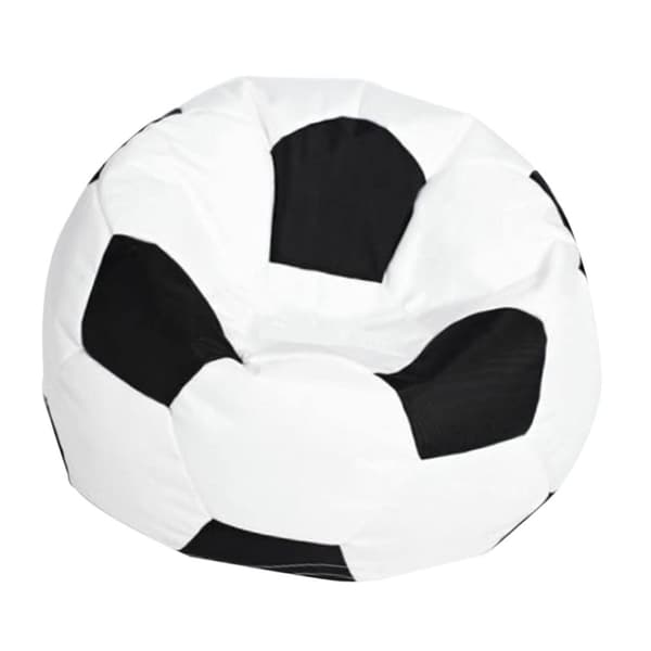 Loungestol - sittpåse - ekoskinn - fotboll - svart/vit