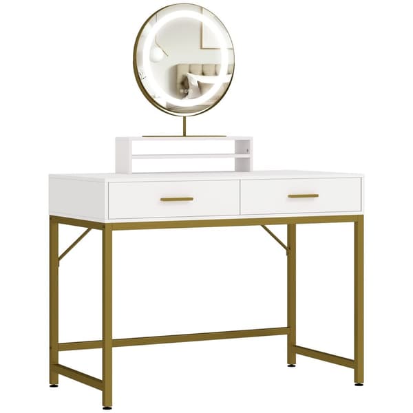 Rootz Cosmetic Pöytä - Pukeutuminen Vanity - meikkipöytä - 360 ° Mirror LED - 100 cm x 50 cm x 137,5 cm - tyylikäs ja monipuolinen muotoilu