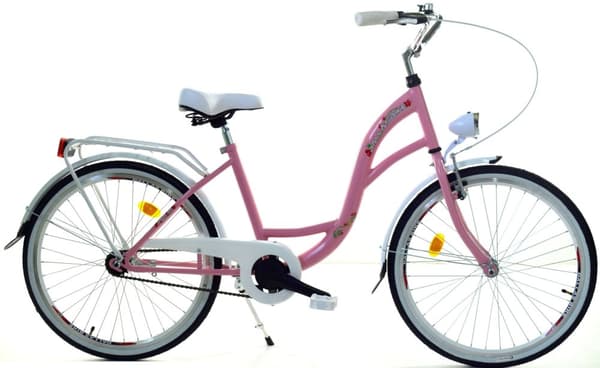Tjejcykel - 24 tum - robust - vit rosa - Dallas Bike