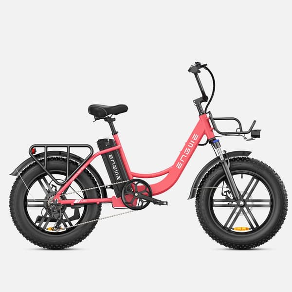 ENGWE L20 Adult Step-Through El-cykel, 250W børsteløs motor, 48V13Ah batteri, 20 x 4,0 fedtdæk, Shimano 7 gear. Pink