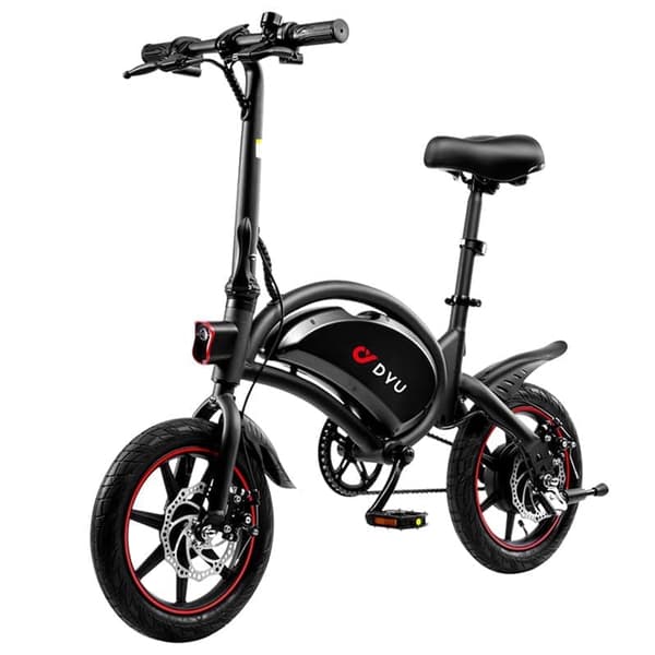 DYU D3F 14 tommer mini folde elcykel, 250W motor, 36V 10AH batteri, produktvægt 17KG, sort