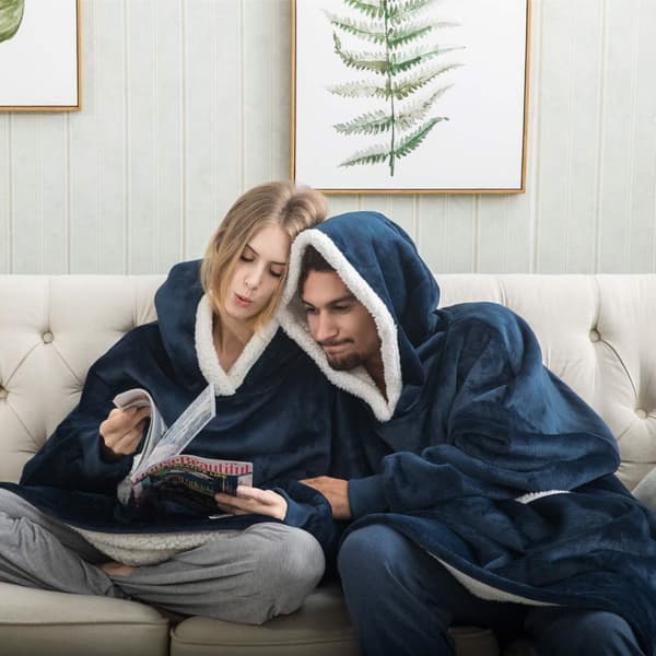 Mysig Hoodie, Oversize - Blå