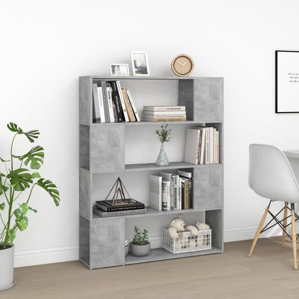 vidaXL Bokhylla Rumsavdelare betonggrå 100x24x124 cm - Bokhyllor & fristående hyllor