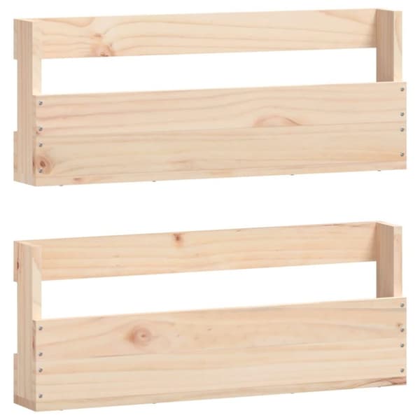 vidaXL Väggmonterade skoställ 2 st 59x9x23 cm massivt furu