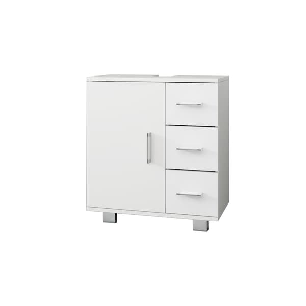 ML Design pesuallas kaappi valkoinen 60x60.8x33cm pesuallas kaappi ovi, 3 laatikkoa, runsaasti säilytystilaa, pesuallas, MDF puu