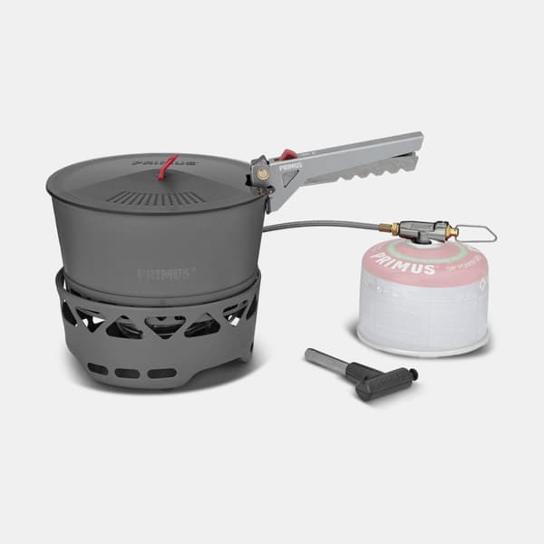 Gaskök Primus PrimeTech Stove Set, 2000 W, med piezo-tändare + 2 kastruller (1.3 liter) + 1 lock med durkslag + griptång + förvaringspåse