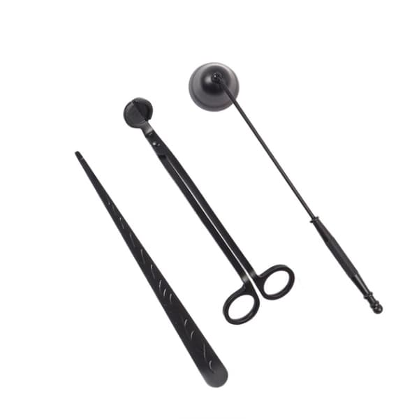 INF 3-i-1 lys tilbehør sett Candle Wick Trimmer / Snuffer / Dipper Sort