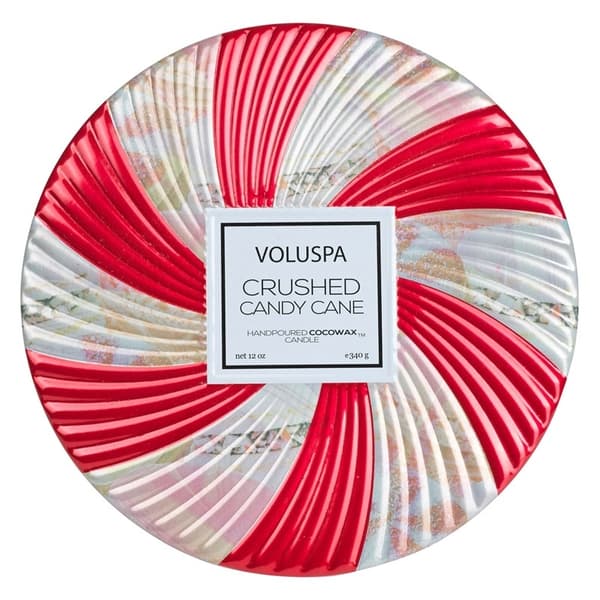 Voluspa Crushed Candy Cane 3-wick Tin Candle
