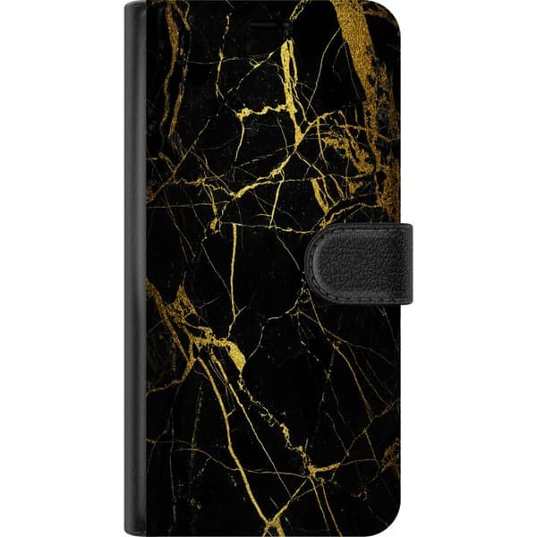 Huawei P30 Pro Tegnebogsetui Marmor Sort & Guld
