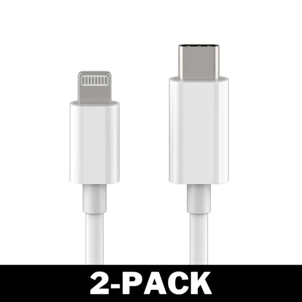 2-Pak USB-C til Lightning iPhone-kabel 2 Meter Hvid