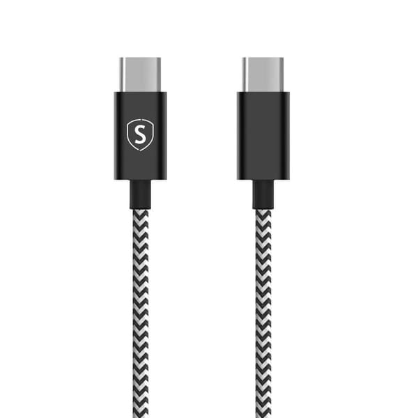 SiGN Skin USB-C till USB-C Kabel 2.1A, 2m - Svart/Vit SiGN Skin USB-C till USB-C Kabel 2.1A, 2m - Svart/Vit