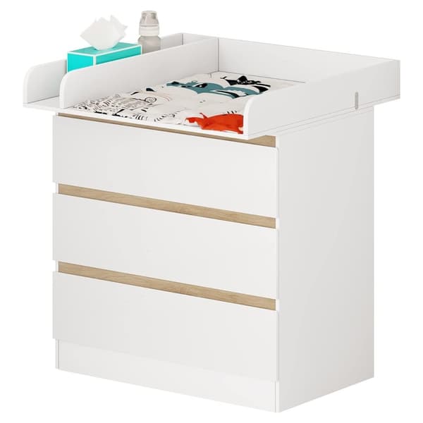 Rootz 2-in-1 vauvan hoitopöytä - lastentarhan lipasto - Säilytysyksikkö - Mukava korkeus - Turvallinen muotoilu - Runsaasti säilytystilaa - 80 cm x 48