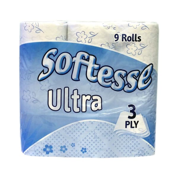 Softesse 3 Ply Ultra Toilet Roll (Pack of 9) White One Size
