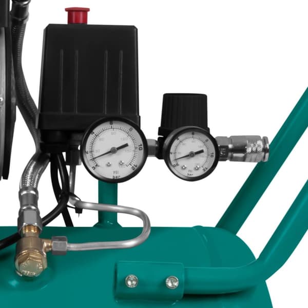 VONROC PRO Kompressor - 750W | 8 BAR | Støjsvag - 57,5dB | Oliefri - 24 Liter - Grøn