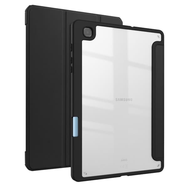 SKALO Samsung Tab S6 Lite Trifold Suojakotelo läpinäkyvällä taustapaperilla - Musta