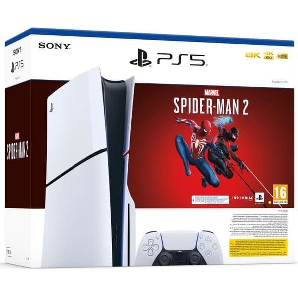 PlayStation 5 Slim Console Pack - Standard Edition + Marvel's Spider-Man 2 (kod i lådan)- USED