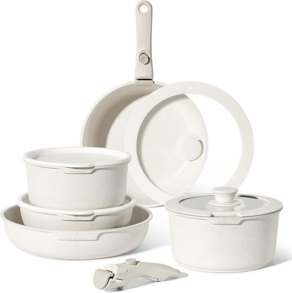 JUST PERFECTO 11-delad induktionsköksset - Set med grytor och stekpannor - Alla värmekällor inklusive induktion - Avtagbart handtag