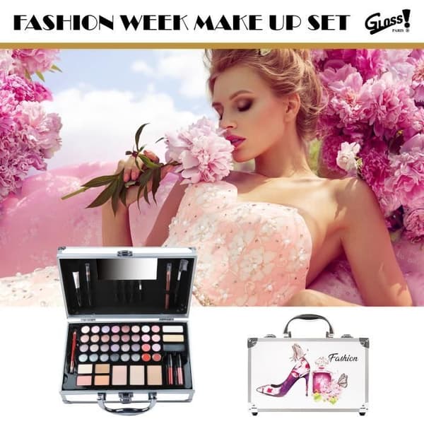 Makeup Väska - GLOSS - Fashionista - 24 Ögonskuggor - 8 Läppbalsam - 4 Rouger