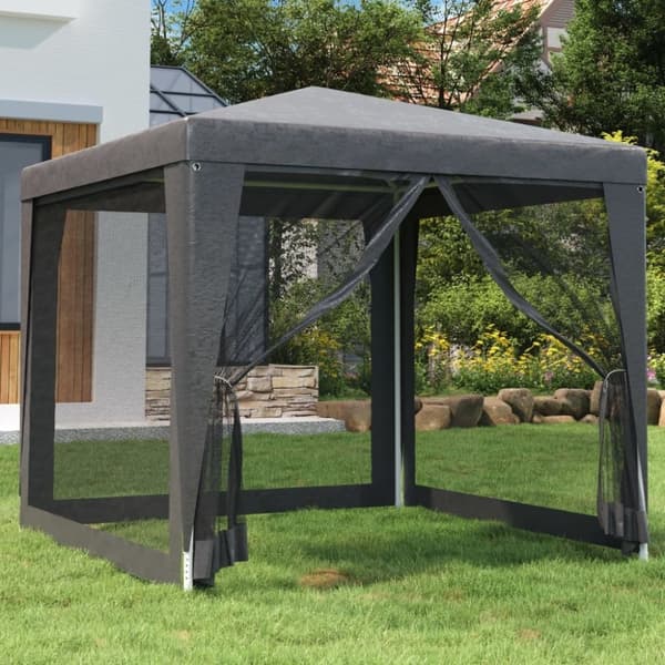 vidaXL Festtelt med 4 sidevegger av netting antrasitt 2,5x2,5 m HDPE