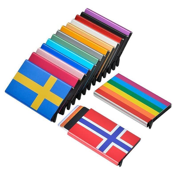 Korthållare med RFID-skydd . Pop-up . 15 Olika Färger - Svart Sverige Flagga Korthållare med RFID-skydd . Pop-up . 15 Olika Färger - Svart Sverige Flagga