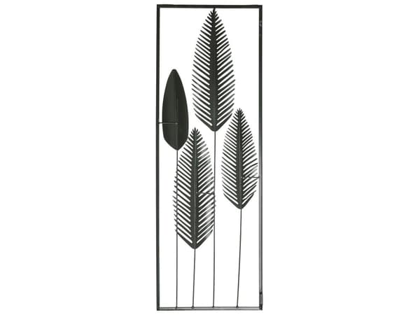 Vægdekoration Guld Sølv Metal 90 x 30 cm Dekorativ Safari Blad Fjer Motiv Indrammet Vægpynt til over Sofa Stue Tilbehør Soveværelse Moderne