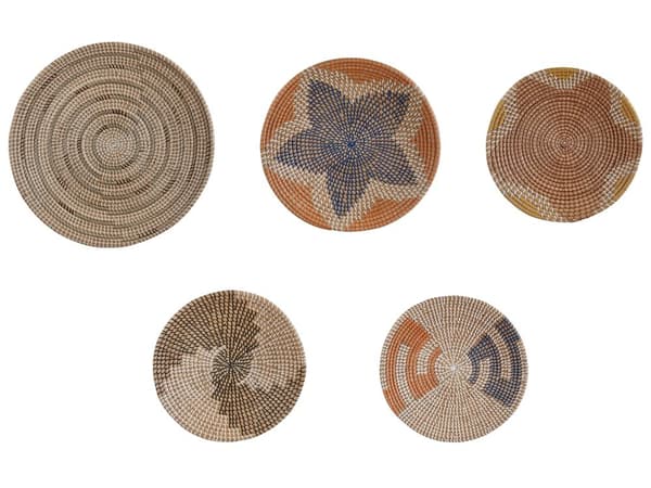Vægdekoration Beige Naturligt Søgræs Multifarvet Håndvævet Cirkulære Runde Skiver Vægpynt Stuen til over Sofa Indretning Soveværelse Design