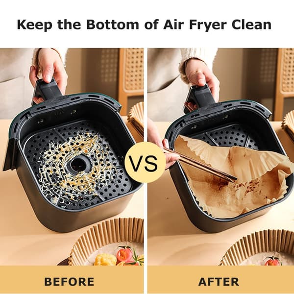 INF Air Fryer kertakäyttöpaperi rasvakeittimiin 20x20 cm 100 kpl Luonto