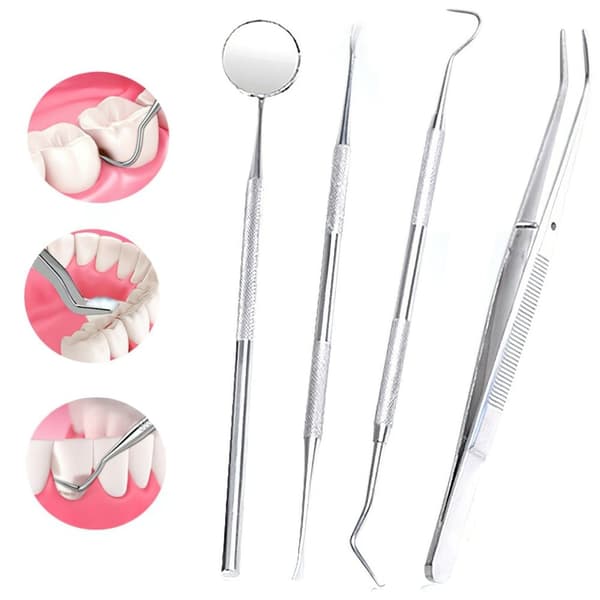 Professionell tandhygien kit - 4 delar rostfritt stål Professionell tandhygien kit - 4 delar rostfritt stål