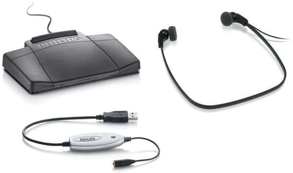 Philips LFH5220 Transkriptiosarja - Jalkakytkin USB-liitännällä, 4 toimintoa, Stereokuulokkeet - 3,5 mm:n liitin, ei sisällä työnkulkuohjelmisto