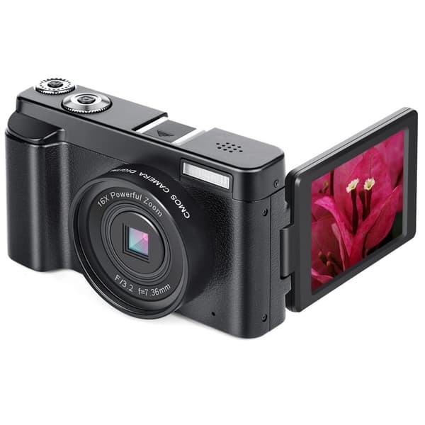 INF Digitalkamera 48 MP, 1080p HD, 16x zoom, flip screen Svart