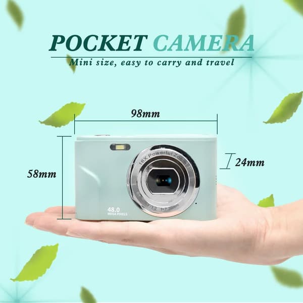 INF Digitalkamera 48 MP, 1080p FHD, 16x zoom, 32GB minneskort