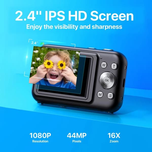 INF Digikamera 1080P 44MP 16 x zoom 2,4 tuuman näyttö, 32GB kortti