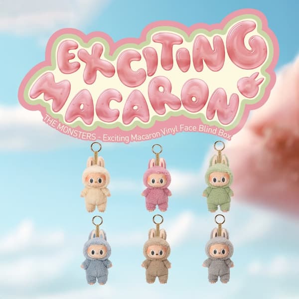 POP MART Labubu Monsters Macaron Vinyyli Face 17 cm sokea laatikko 1st POP MART Labubu Monsters Macaron Vinyyli Face 17 cm sokea laatikko 1st